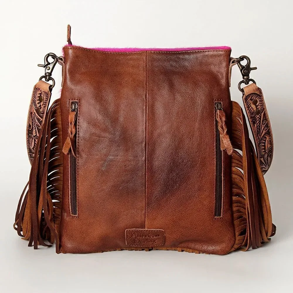 Genuine Western Leather Womens Yeehaw Messenger Bag Cady American Darling New